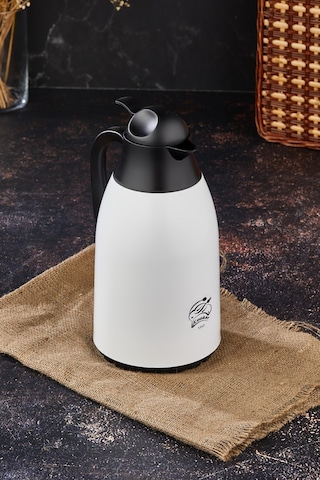 1,3 Litre Cam Hazneli Plastik Termos-beyaz