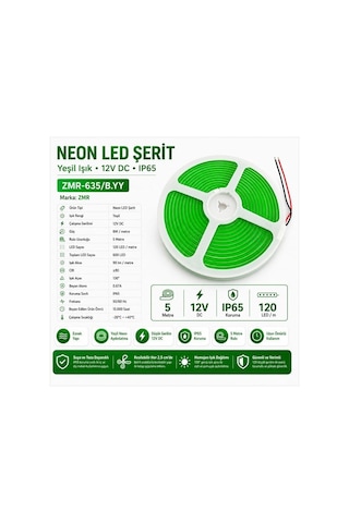 Zmr Zmr-635/b.yy Neon Led Şerit Yeşil 12 Volt 120 Led Li 5 Metre Diğer