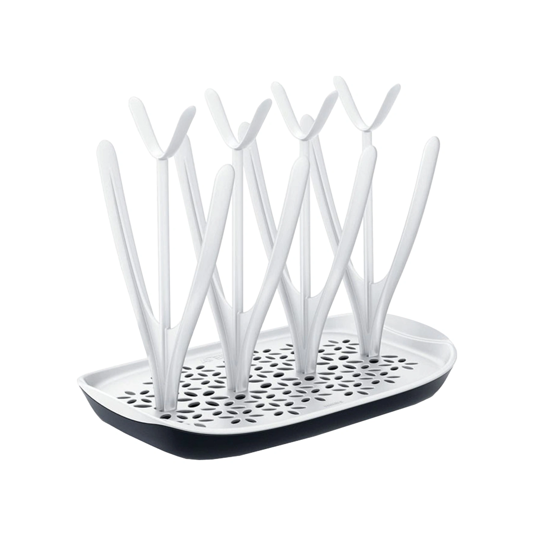 Geeksen Beyaz Pps材质 Çocuk Biberon Kurutma Rafı - Ağaç Şeklinde, 8 Biberon Kapasitesi, Çift Katlı Taban, Kolay Kurutma, Ev Ve Seyahat İçin Beyaz