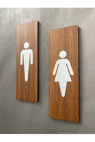 Ceviz Mdf Serisi Wc Kadın&erkek Set Yönlendirme Levhası