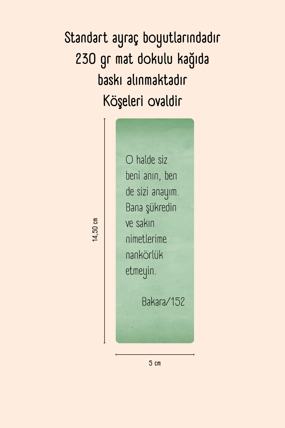 Kitap Ayracı, Namaz Ayetleri, 8 Adet Kitap Ayracı Seti, 5 Cm X 14,50 Cm, Oval Köşe