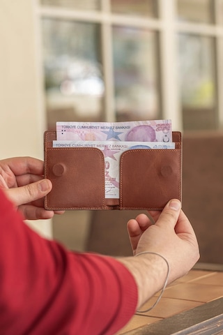 Getto Deri Magna Kişiye Özel İsim Baskılı Hakiki Deri Cüzdan Greyze Kahve