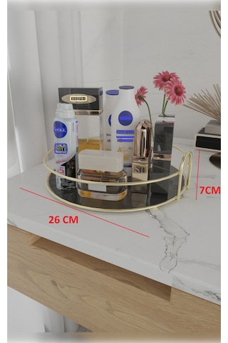 Suntel Banyo Kozmetik Takı Düzenleyici Çok Amaçlı Organizer Tek Katlı Servis Sunum Tepsisi Ikramlık Siyah