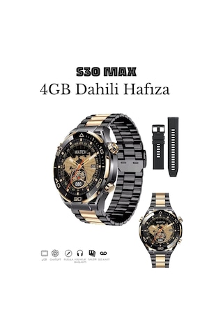 S30 Max Sk4 Pro Max Akıllı Yetişkin Saati 3-4 Gün Giden Şarj Ömrü 4gb Hafızalı Amoled Ekranlı