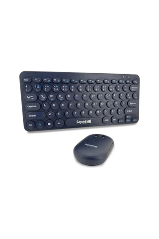 Saywin Bluetooth Klavye Mouse Set Yuvarlak Tuşlu Ev Kullanımına Uygun Türkçe Q Taşınabilir Kablosuz Klavye Lacivert Renk Sw-500 Sku: Smg8690010120274