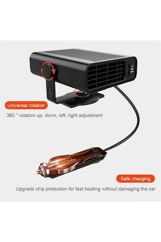 Suofeng 12v Araç Isıtıcı Ve Soğutucu - Hızlı Buz Çözme, Sis Giderme, 360 Dönebilir Taşınabilir Fan
