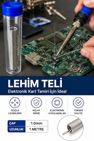 Teknozeel Tüp Lehim Teli 60 Kalay 40 Kurşun Oranı 1.00 Mm Tüp Lehim 15 Gram