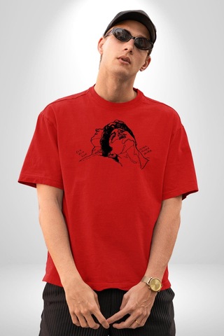 Elio Ve Oliver Call Me By Your Name Pamuklu Bisiklet Yaka Unisex Oversize Boyfriend Dijital Baskılı Kırmızı T-shirt Kırmızı