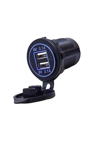 Ic-266c-1 Pano Tip İkili Usb 4.2a Mavi Ledli Soket