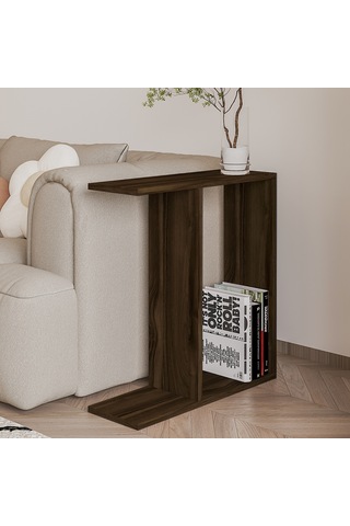 Lotus Modern Yan Sehpa Kitaplıklı Ve Dekoratif Tasarım Ceviz