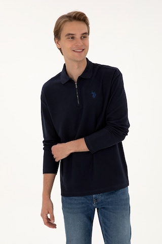 U.S. Polo Assn. Erkek Comfort Fit Yarım Fermuarlı Lacivert Sweatshirt 50313754-VR033
