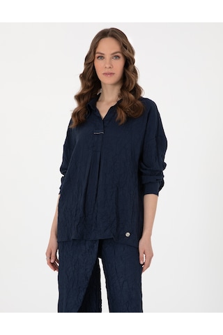 Pierre Cardin Kadın Lacivert Gömlek Desenli 50301069-vr033 Lacivert