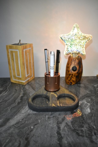 Alüminyum Revolver & Ahşap Tasarım Kalemlik Tıtan Copper & Bl