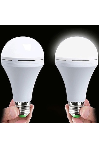 2 Adet Elektrik Kesilince De Çalışan 9 Watt Led Ampul, Kendini Şarj Eden E27 Duy Kaliteli Led Ampul