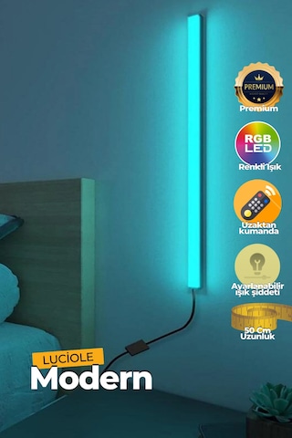 Uzaktan Kumandalı Led Lamba - Yatak Üstü, Tv Yanı ,oturma Odası - Rgb Çok Renkli 50 Cm