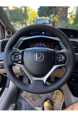 Honda Civic Fb7 Araca Özgü Dikmeli Direksiyon Kılıfı Bentley Deri Siyah
