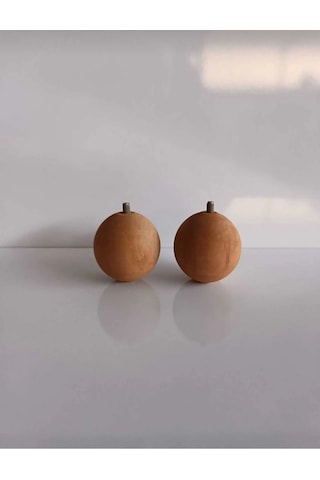 Puf Ayağı Mobilya Ayağı Ahşap Topaç Ayak Masa Sehpa Ayağı Ahşap Yuvarlak Ayak Yükseklik 7.5 Cm Kahverengi