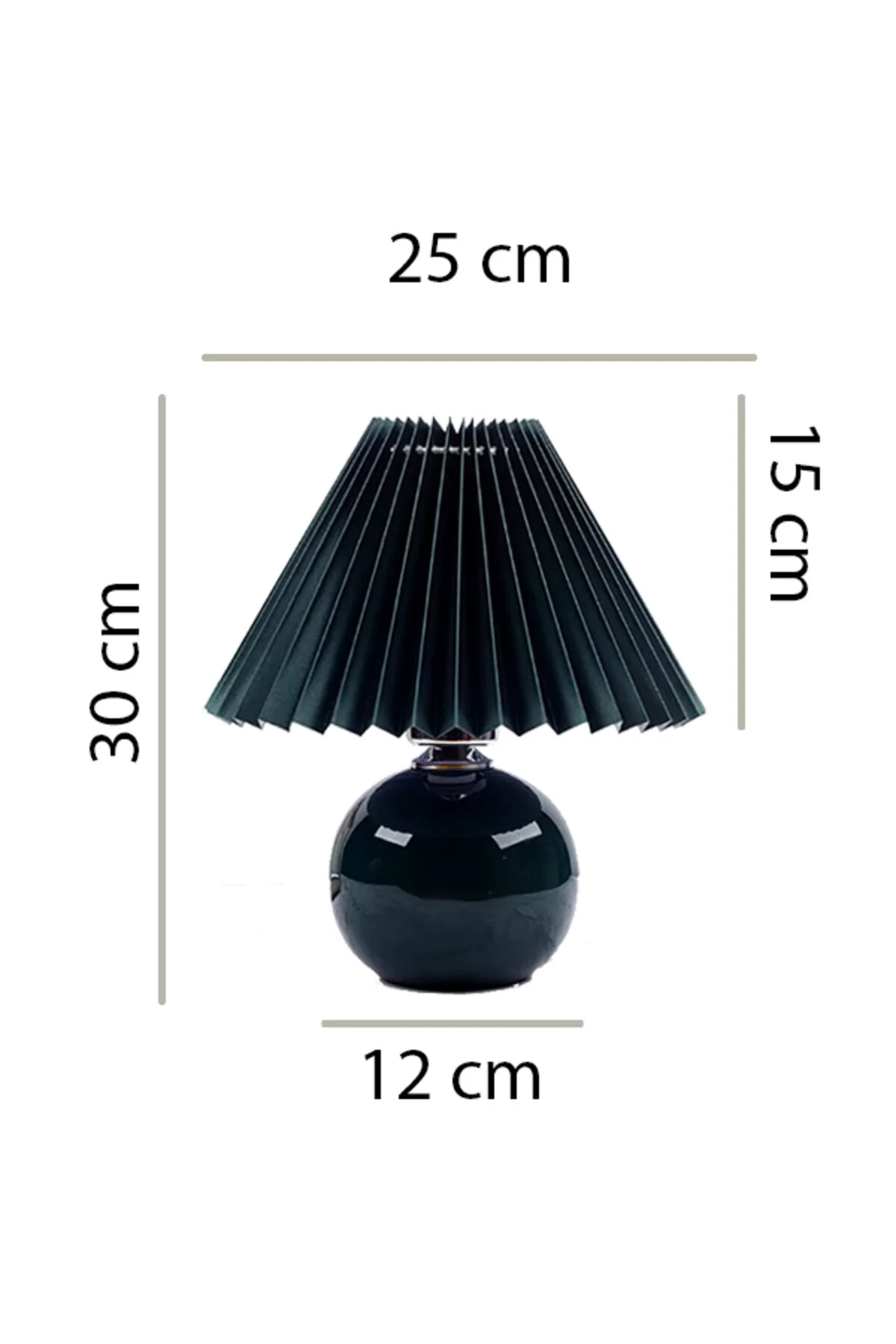 Vintage Pileli Seramik Komidin Yatak, Oturma, Çocuk Odası Çalışma Masası Ve Gece Lambası Siyahh