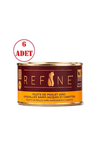 Refine Kısırlaştırılmış Kedi Konservesi Deniz Taraklı Havuç Ve Tavuk 85 Gr 6 Ad