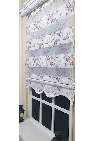 Pliseli Zebra Stor Kadeh Baskılı Etek Dilimli St 027 Beyaz