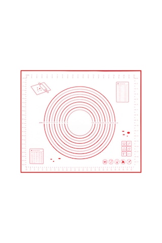 Konesam Kırmızı 50x40cm Ölçülü Silikon Hamur Hazırlama Matı - Fırın Ve Barbekü İçin Tekrarlı Kullanımlı Pastacılık Aracı Kırmızı