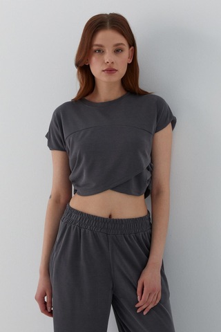 Asimetrik Kesim Croplu Takım Antrasit Antrasit