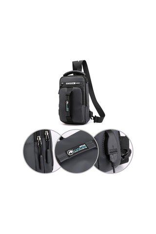 Haoshuai 1100-1 Omuz Çantası Sırt Çantası-Gri Gri