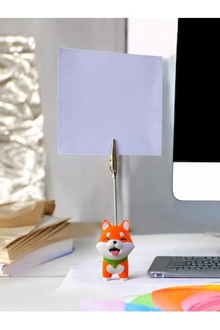 Akita Sevimli Yavru Köpek Fotoğraf Not Tutacağı Ofis Masası Hediyelik Turuncu