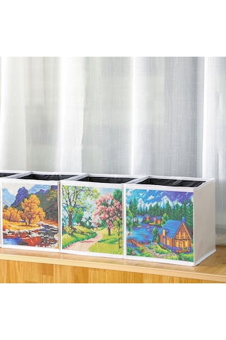 Moveevo Dıy Pano Ve El Yapımı Taş Boyama İle Katlanabilir Dekoratif Saklama Kutusu, Kristal Taşlar Ve Araç Seti İle Snh101 Çok Renkli