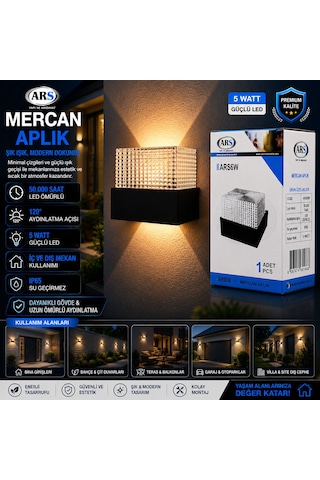 Ip66 50.000 Saat Led Ömrü 5w Mercan Led Aplik Duvar Lambası Ars-348957 Çok Renkli