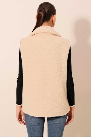 Gabria Fermuarlı Peluş Yelek Krem