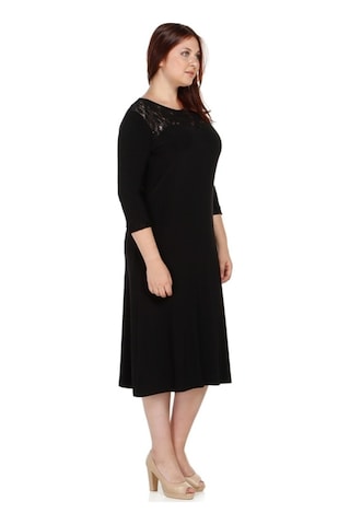 Nidya Moda Büyük Beden Kombinlielbise-4078Ds Siyah