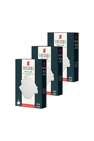 Trescol Kahve Filtresi 4 Numara Büyük Boy Beyaz Kağıt 3x100 300'lü Paket
