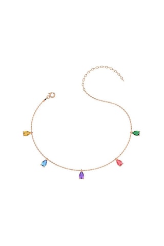 İndigo Takı Renkli Damla Taşlı Rose Gümüş Halhal