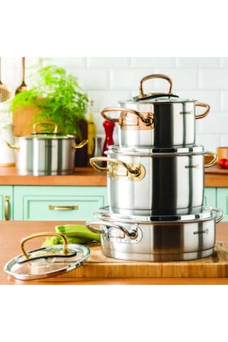 A1148 Proline 8 Parça Gold Tencere Seti