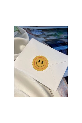 Gülücük Etiketi Yuvarlak Mat Çıkartma Round Smile Sticker 4 Cm 40 Adet Çok Renkli