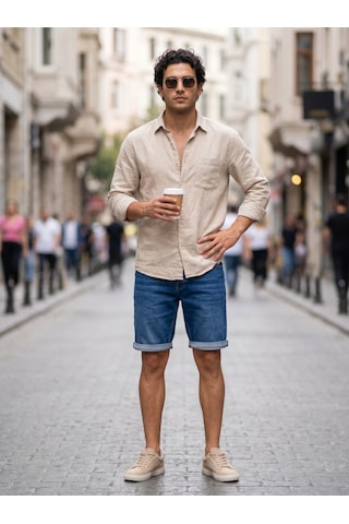 Kaizer Jeans Mavi Erkek Kot Şort Denim