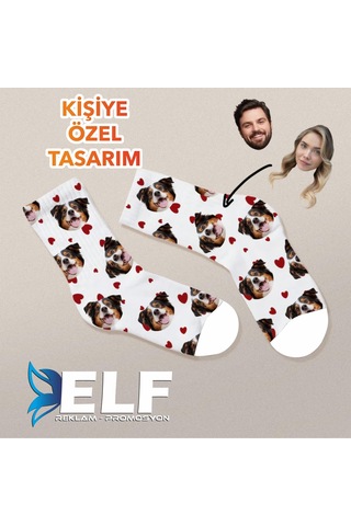Kişiye Özel Çorap Baskılıdır Beyaz