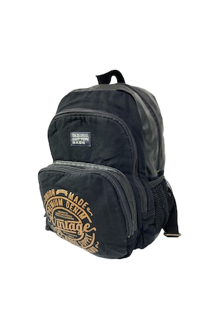 Kaliteli Siyah Vintage Salaş Baskılı Disayn Günlük Gezi Okul Sırt Çantası Revilla Bag 28x38cm Antrasit