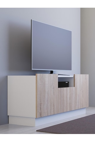Detamob Lora Tv Ünitesi, Tv Sehpası, Beyaz/sonoma & Karbon Gri/sonoma Beyaz