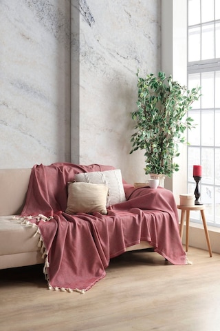 Miracolo Home Bordo Pamuklu Dekoratif Koltuk Örtüsü Set 170x230 Boyutlu Optimal Kaymaz Tasarım 2 Adet