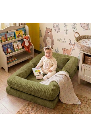Miniwood Montessori Yatak Oyun Alanlı Bebek Yer Yatağı Sünger Çocuk Karyola 102 x 150 CM