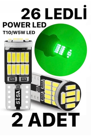 T10 Led 26 Ledli W5w Canbus Metal Ultra Power Yeşil Park Plaka Tavan Ampulü