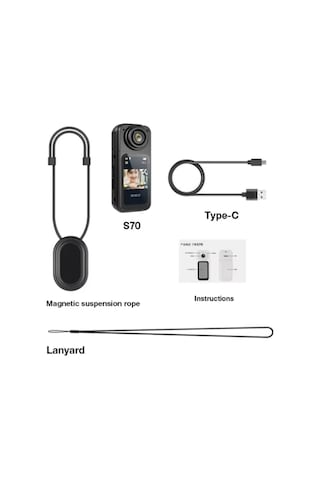 Wifi 35 Gr Vücut Aksiyon Kamerası 1.47 İnç Ekran Manyetik Kolye 1
