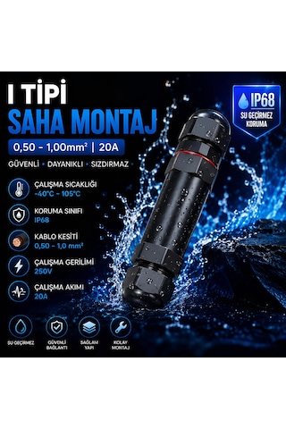 I Tipi 0,50-1,00mm² 20a Saha Montaj - Ip68