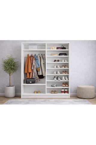 Vigor Tamamı Mdf Sürgülü Portmanto Vestiyer Ayakkabılık Beyaz 140 Cm