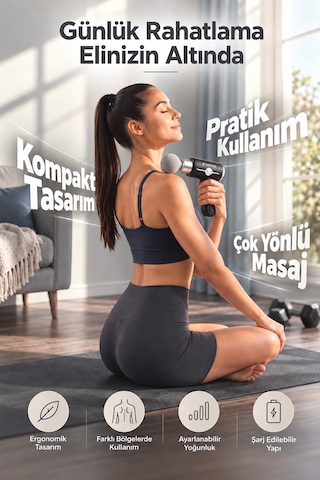 Kensa Masaj Tabacası 10 Başlıklı 6 Kademeli Şarjlı Titreşimli Profesyonel Masaj Aleti Siyah