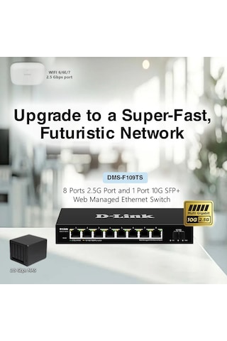 D-lınk Dms-f109ts 8+1 Port 10g Sfp+ Yönetimsiz Swıtch