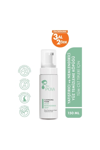 The Pova Yatıştırıcı ve Nemlendirici Yüz Temizleme Köpüğü – Tüm Cilt Tipleri İçin 150 ML