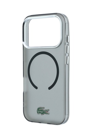 Apple Uyumlu iPhone 18 Pro Kılıf Lacoste Lisanslı M-safe Uyumlu Lake Timsah Logolu Iml Frosted Kapak Siyah